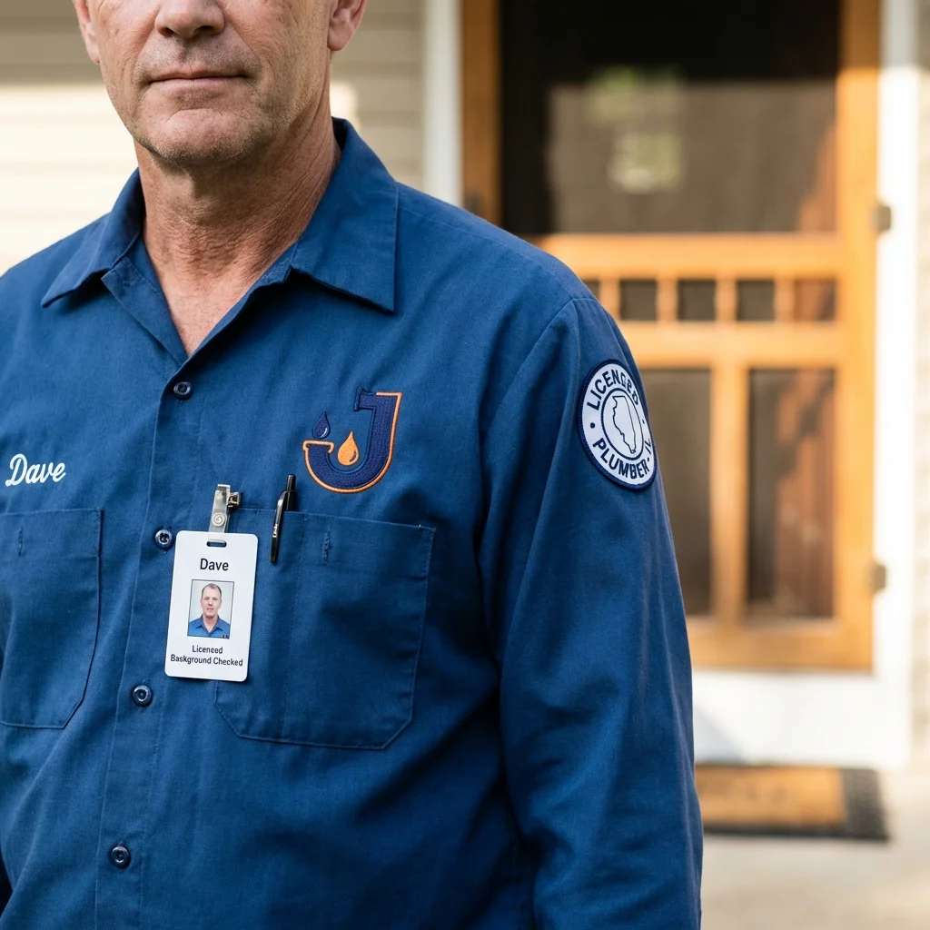Licensed plumber showing ID badge in Gonzales, LA
