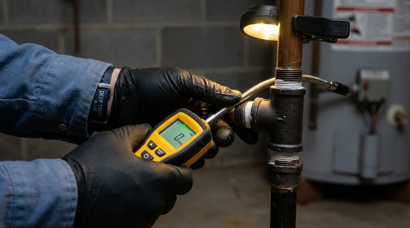 Gas leak detection with electronic sniffer by Johns Plumbing LLC in Gonzales
